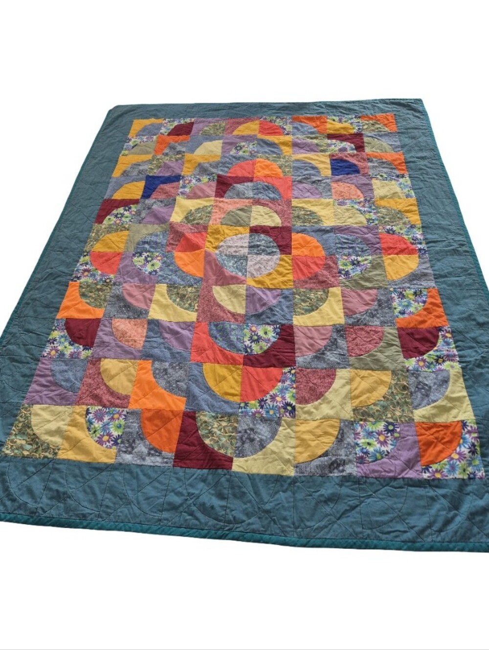 Vintage Handmade Quilt 64" X 84" With Damage To Repair Or Repurpose